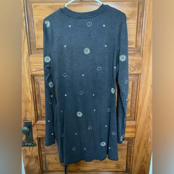 ASOS long sleeve mini dress with sun and moon embroidery sz 10 - Picture 5 of 9